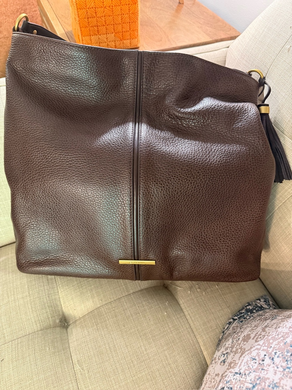 Brahmin Dark Brown Classic Satchel with tassel and magnetic closure. Like New